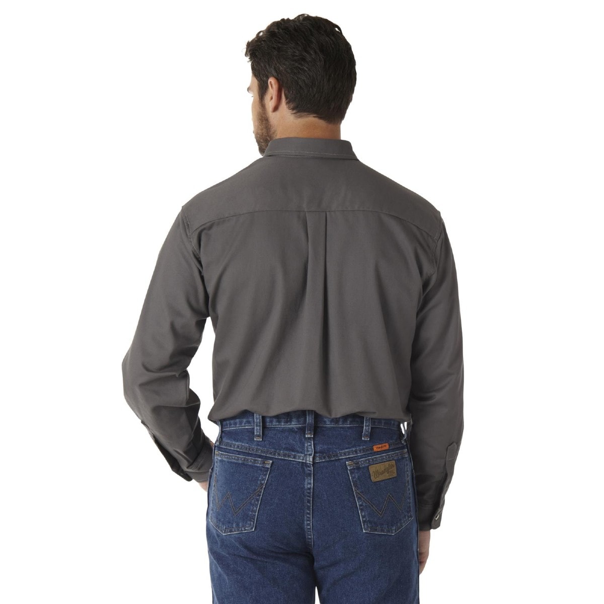 Wrangler Button Down FR Work Shirt in Gray